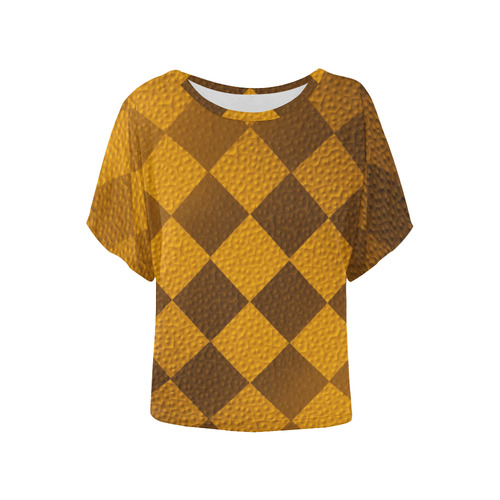 Thanksgiving Earthtone Square Women's Batwing-Sleeved Blouse T shirt (Model T44)