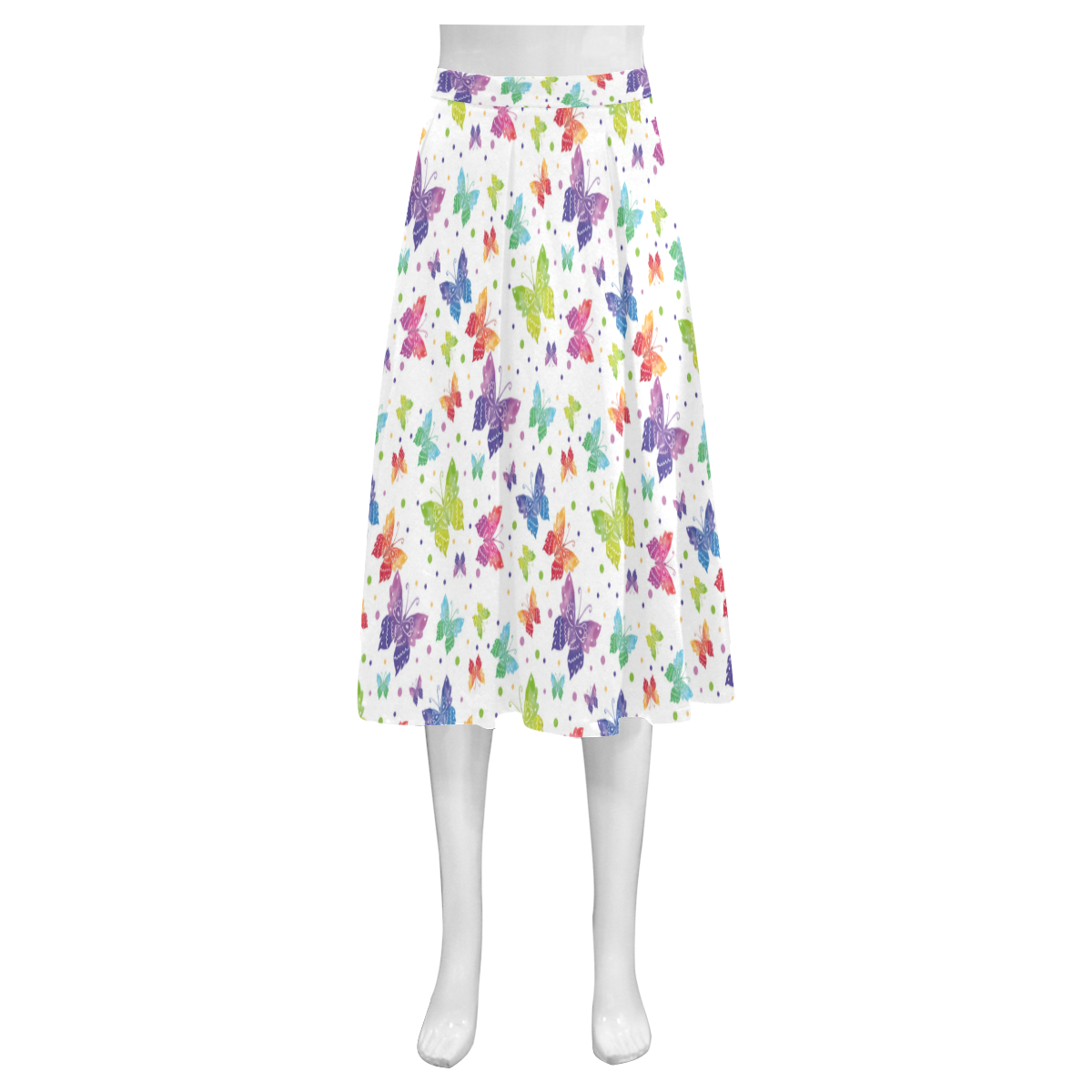 Colorful Butterflies Mnemosyne Women's Crepe Skirt (Model D16)