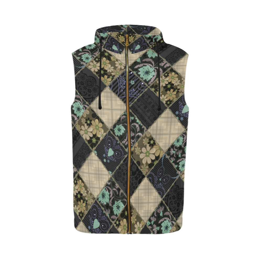 Ethnic patchwork 1 All Over Print Sleeveless Zip Up Hoodie for Men (Model H16)