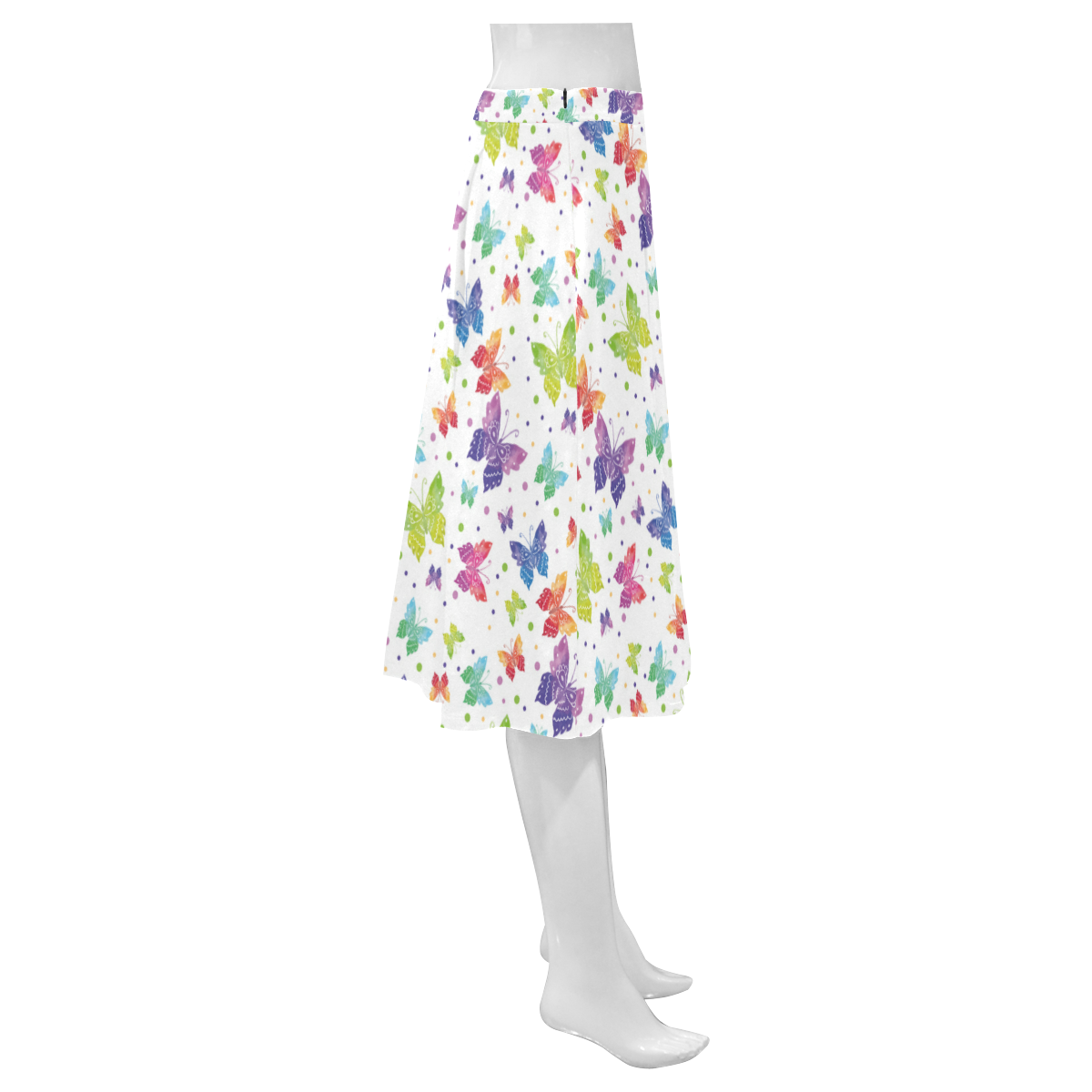 Colorful Butterflies Mnemosyne Women's Crepe Skirt (Model D16)