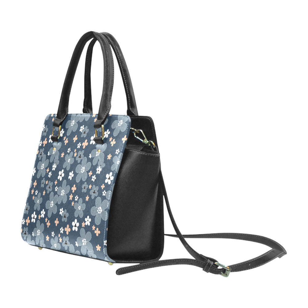 Blue floral pattern Classic Shoulder Handbag (Model 1653)