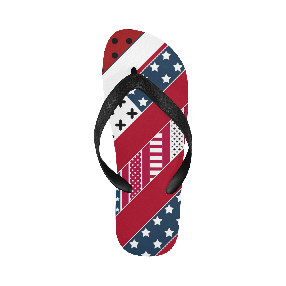 Red white blue pattern Flip Flops for Men/Women (Model 040)
