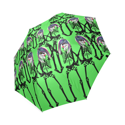Skeleton sugarskull day of the dead in green Foldable Umbrella (Model U01)