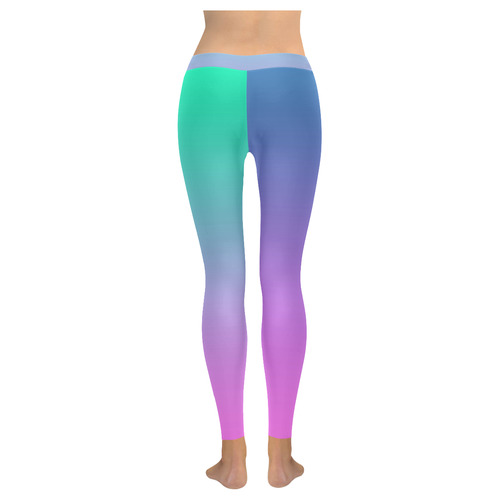 Pink , blue , turquoise Ombre Women's Low Rise Leggings (Invisible Stitch) (Model L05)