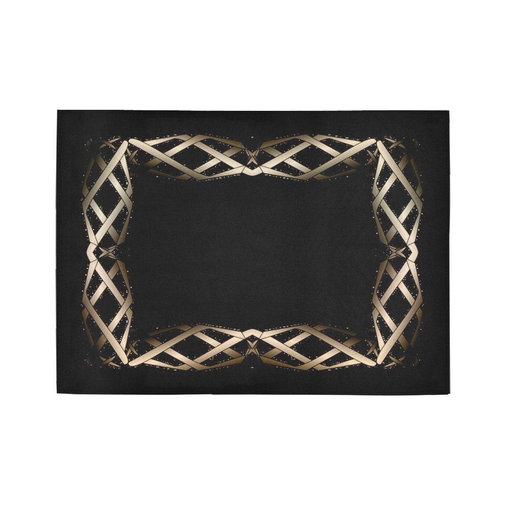 Black & Gold Twisted Metal Area Rug7'x5'