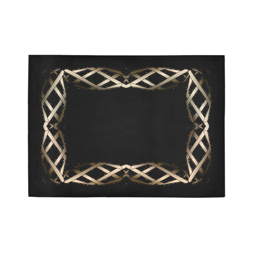 Black & Gold Twisted Metal Area Rug7'x5'