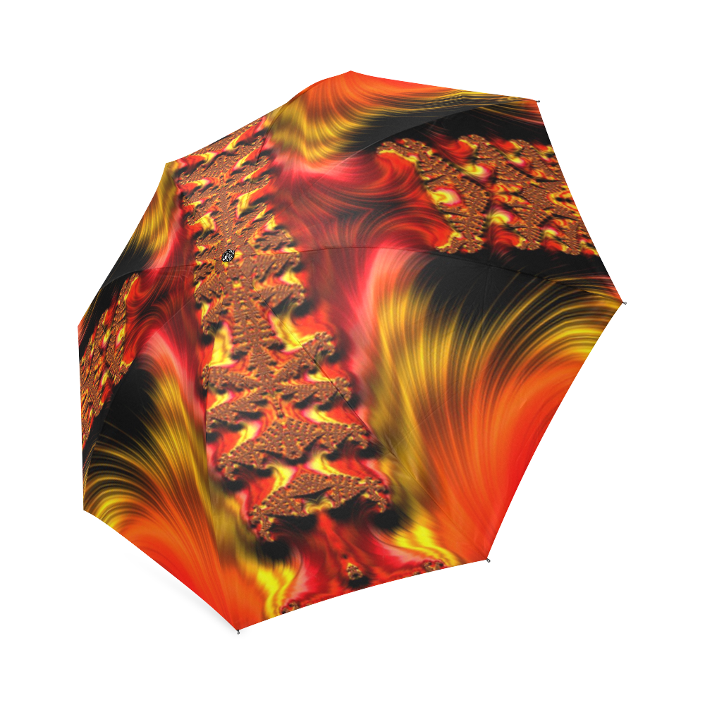 Fire Purifying Gold Fractal Abstract Foldable Umbrella (Model U01)