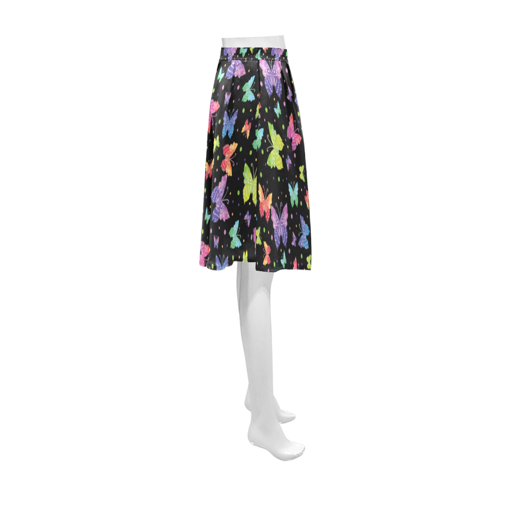 Colorful Butterflies Black Edition Athena Women's Short Skirt (Model D15)