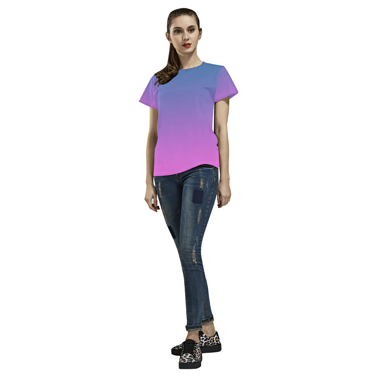 Pink blue Ombre All Over Print T-Shirt for Women (USA Size) (Model T40)