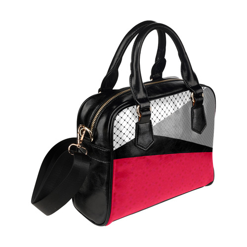 Red gray black patchwork Shoulder Handbag (Model 1634)