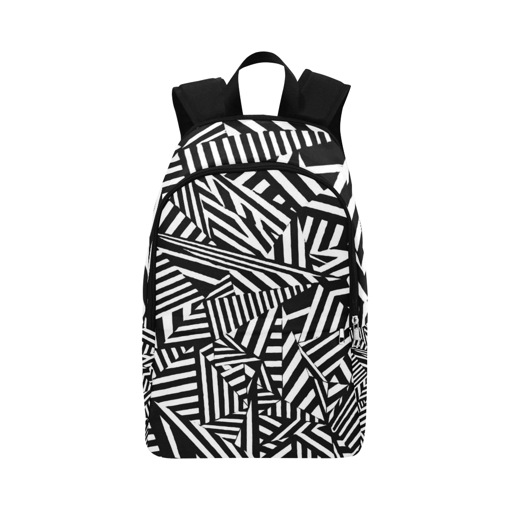 Black and White Geometric Illusion Fabric Backpack for Adult (Model 1659)