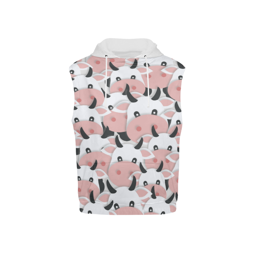 Herd of Cartoon Cows All Over Print Sleeveless Hoodie for Kid (Model H15)