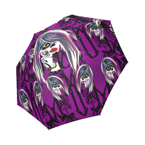 Dancing day of the dead sugarskull in purple Foldable Umbrella (Model U01)