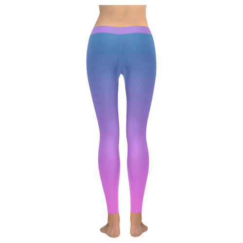 Pink blue Ombre Women's Low Rise Leggings (Invisible Stitch) (Model L05)