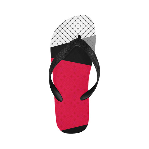 Red gray black patchwork Flip Flops for Men/Women (Model 040)
