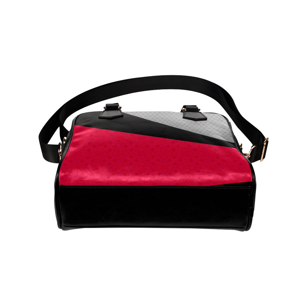 Red gray black patchwork Shoulder Handbag (Model 1634)