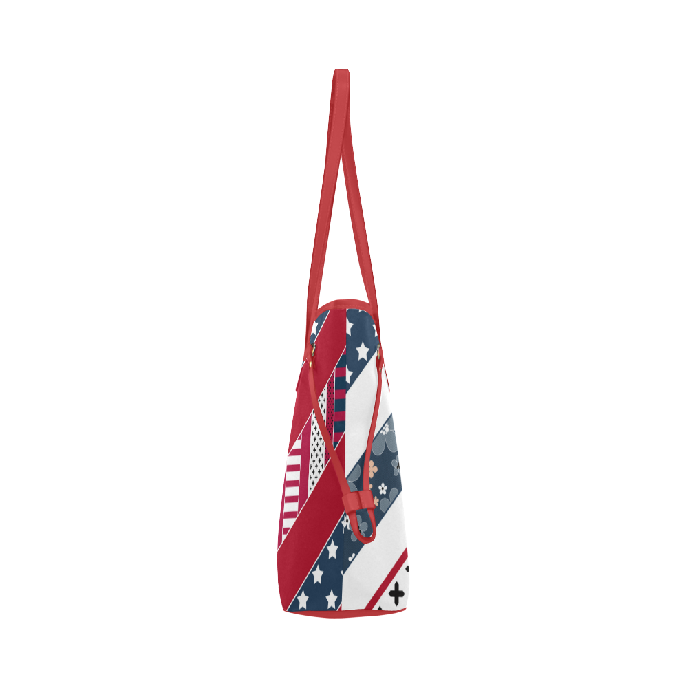 Red white blue pattern Clover Canvas Tote Bag (Model 1661)