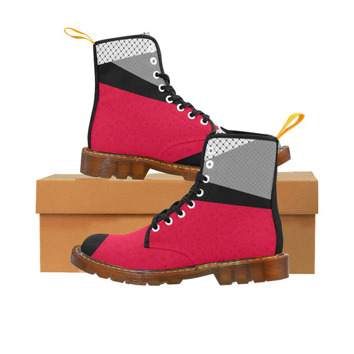 Red gray black patchwork Martin Boots For Women Model 1203H