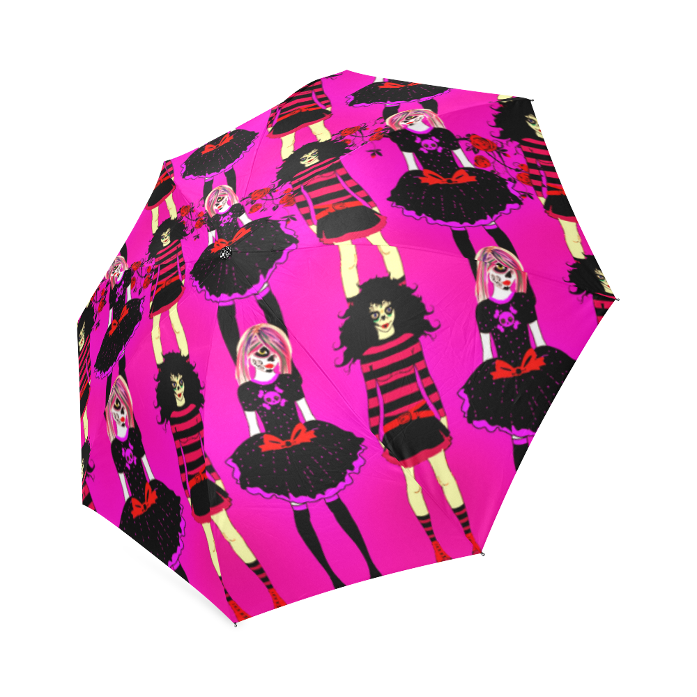Day of the dead sugarskull friends - pink Foldable Umbrella (Model U01)