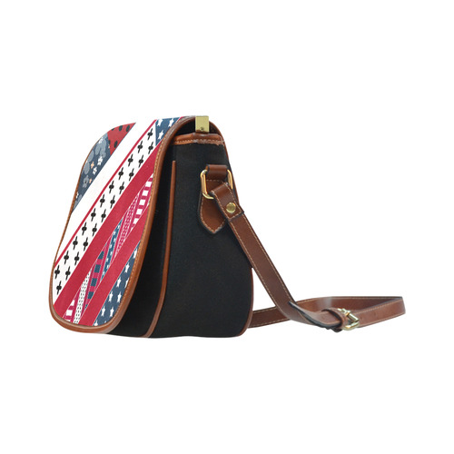 Red white blue pattern Saddle Bag/Small (Model 1649)(Flap Customization)