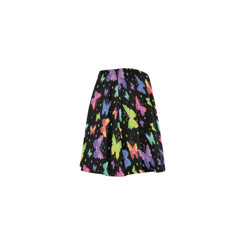 Colorful Butterflies Black Edition Mini Skating Skirt (Model D36)