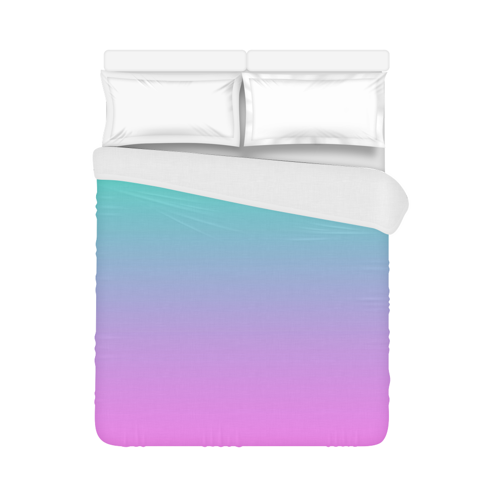 Pink , blue , turquoise Ombre Duvet Cover 86"x70" ( All-over-print)