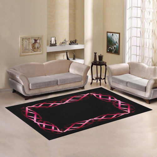 Black & Red Twisted Metal Area Rug7'x5'
