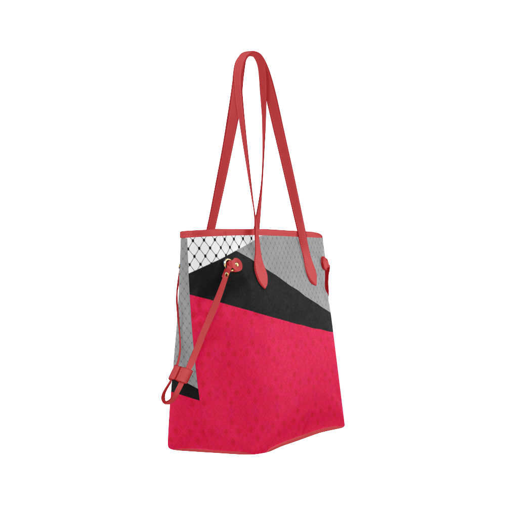 Red gray black patchwork Clover Canvas Tote Bag (Model 1661)