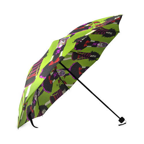 Day of the dead sugarskull friends - green Foldable Umbrella (Model U01)
