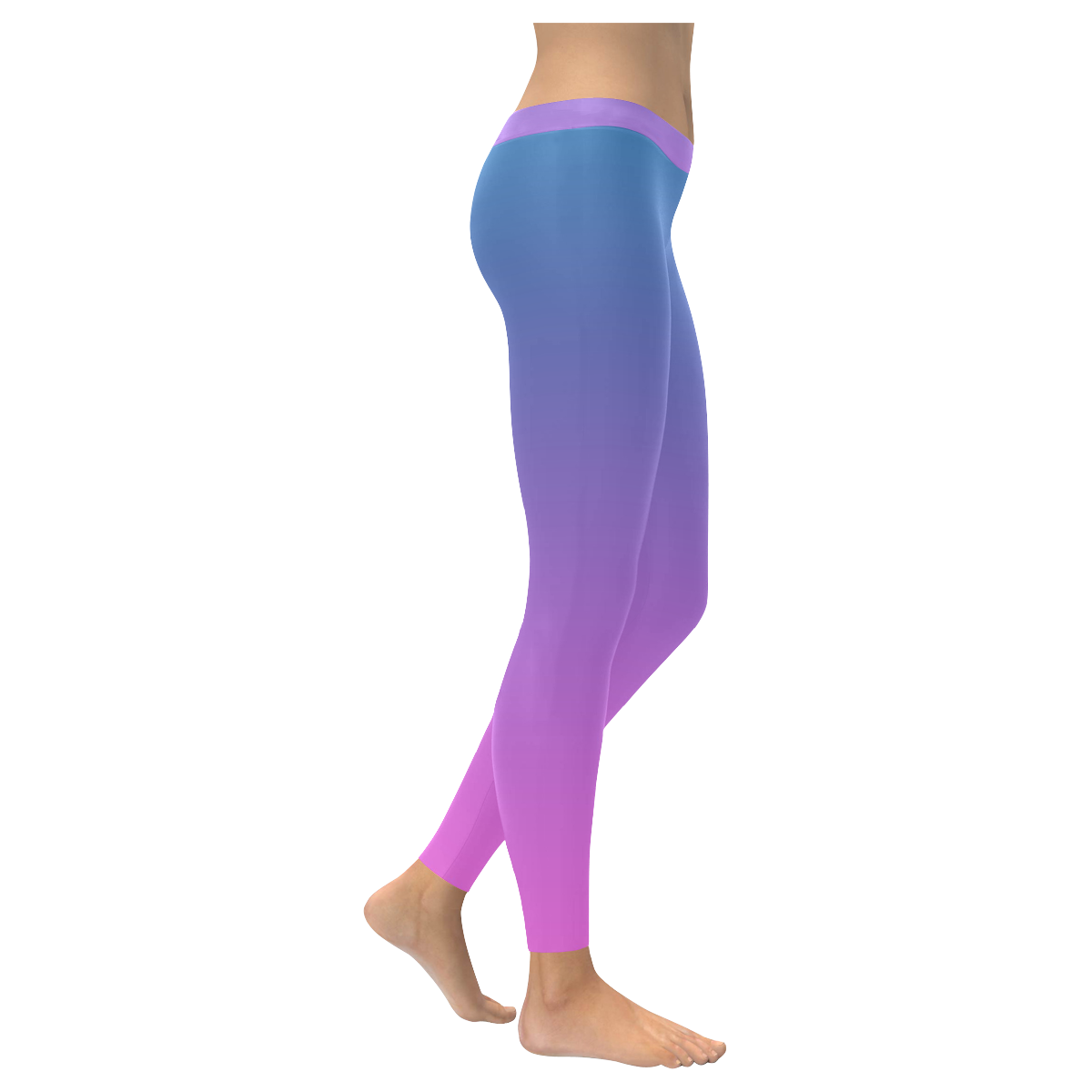 Pink blue Ombre Women's Low Rise Leggings (Invisible Stitch) (Model L05)