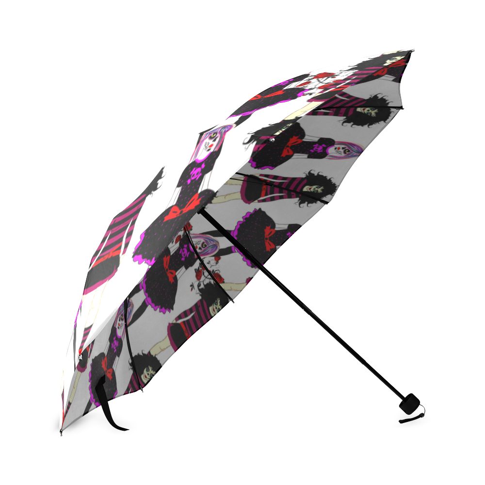 Day of the dead sugarskull friends - white Foldable Umbrella (Model U01)