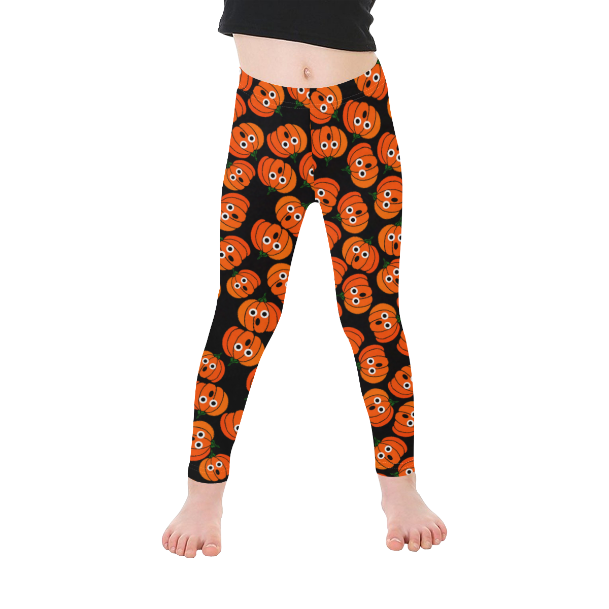 Spooked Halloween Pumpkins Kid's Ankle Length Leggings (Model L06)