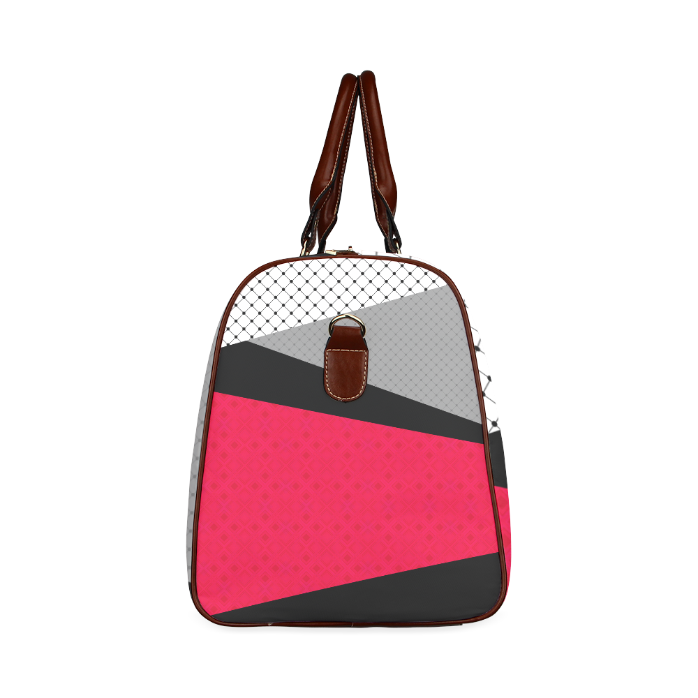 Red gray black patchwork Waterproof Travel Bag/Large (Model 1639)