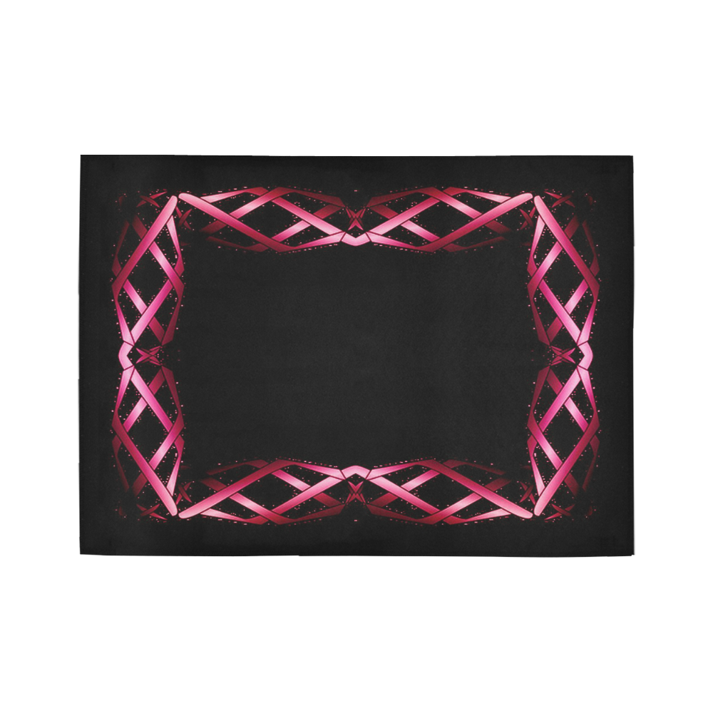 Black & Red Twisted Metal Area Rug7'x5'