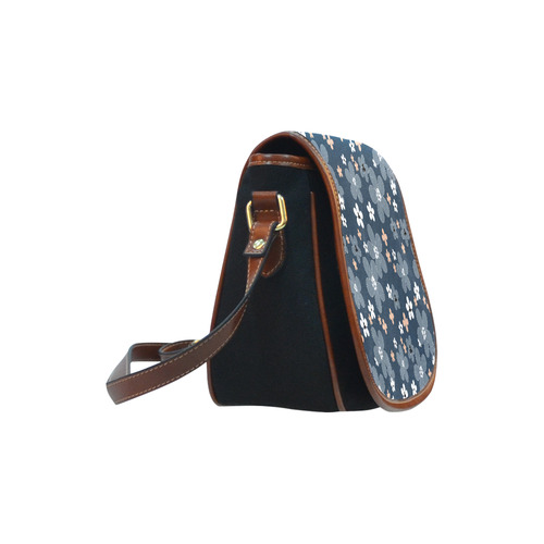 Blue floral pattern Saddle Bag/Small (Model 1649)(Flap Customization)