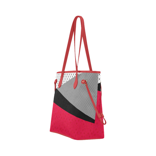 Red gray black patchwork Clover Canvas Tote Bag (Model 1661)