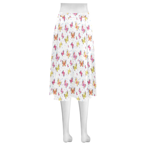 Watercolor Butterflies Mnemosyne Women's Crepe Skirt (Model D16)