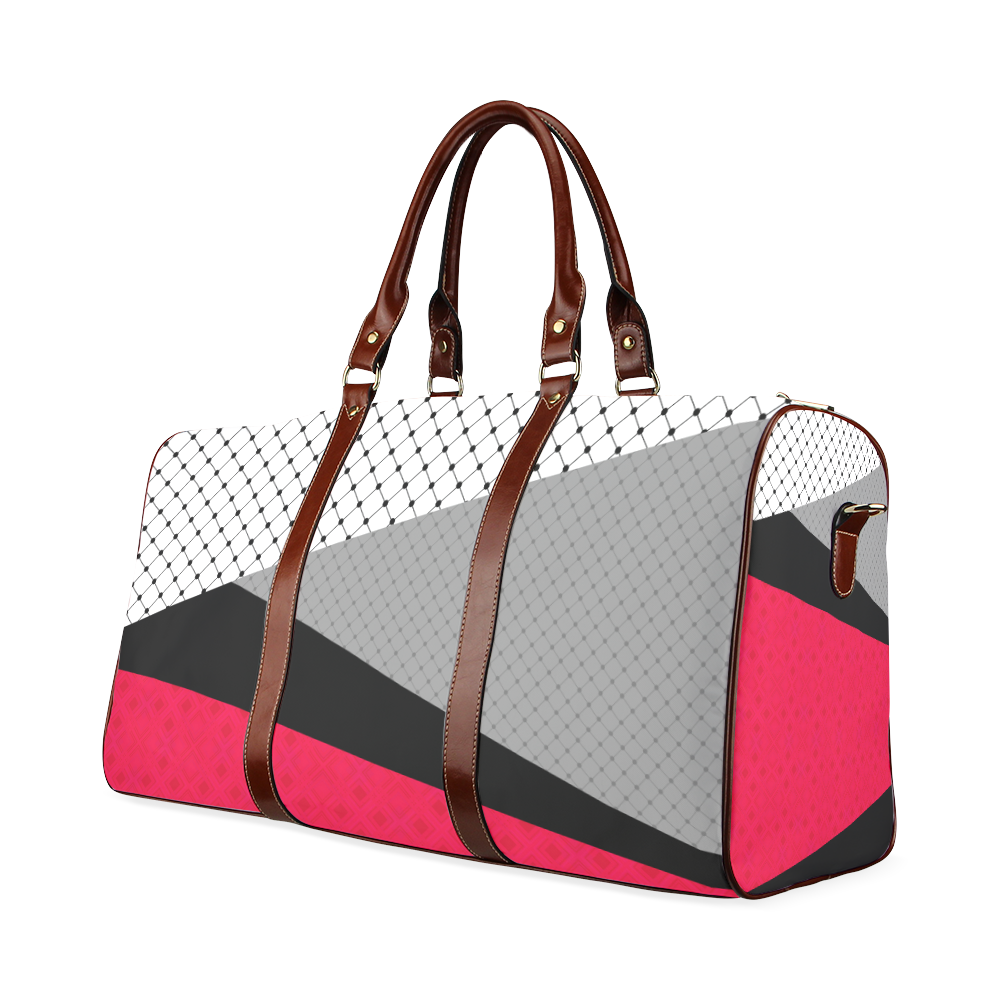Red gray black patchwork Waterproof Travel Bag/Small (Model 1639)