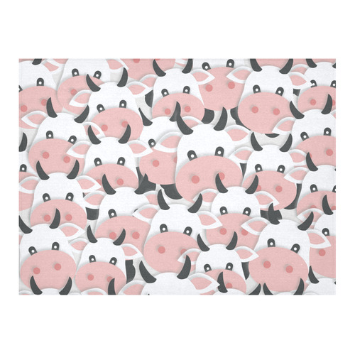 Herd of Cartoon Cows Cotton Linen Tablecloth 52"x 70"