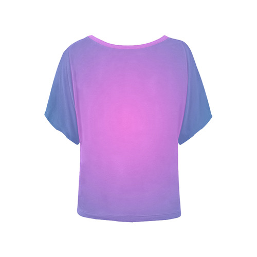 Pink blue Ombre Women's Batwing-Sleeved Blouse T shirt (Model T44)