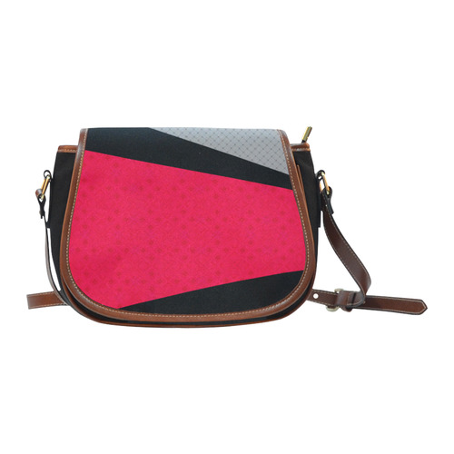 Red gray black patchwork Saddle Bag/Small (Model 1649)(Flap Customization)
