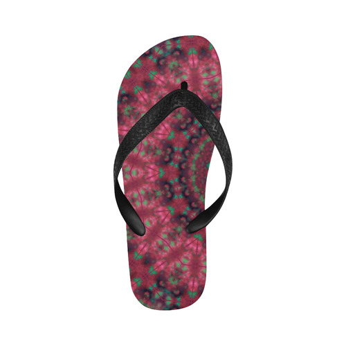 Green pink mandala Flip Flops for Men/Women (Model 040)
