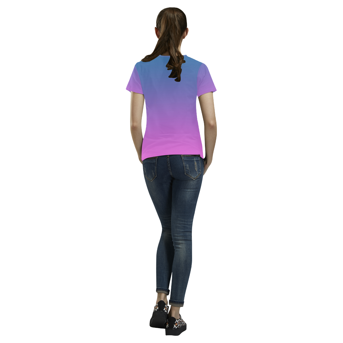 Pink blue Ombre All Over Print T-Shirt for Women (USA Size) (Model T40)