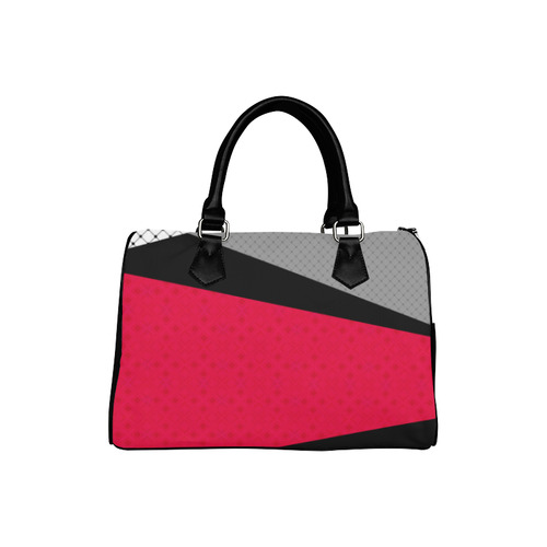 Red gray black patchwork Boston Handbag (Model 1621)