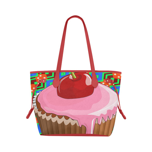 cherry cupcake Clover Canvas Tote Bag (Model 1661)