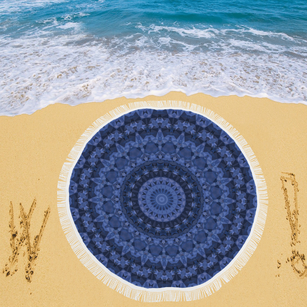 Blue mandala Circular Beach Shawl 59"x 59"