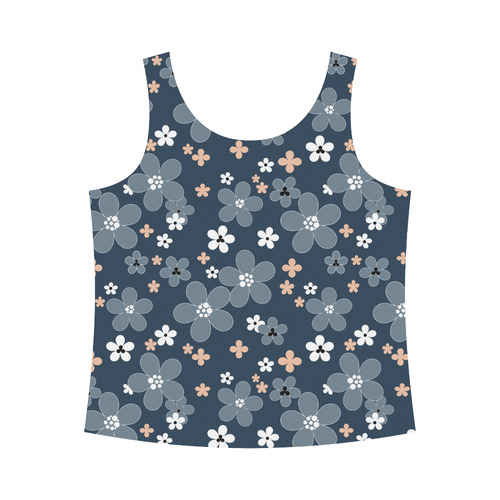 Blue floral pattern All Over Print Tank Top for Women (Model T43)