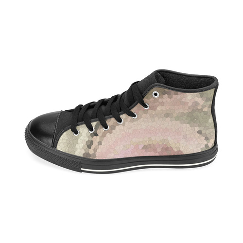 Beige pink mosaic High Top Canvas Women's Shoes/Large Size (Model 017)