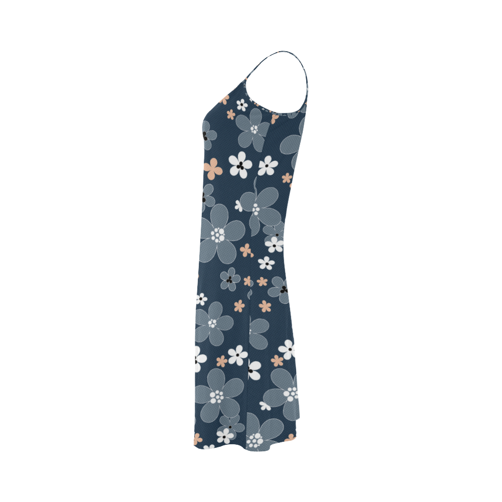 Blue floral pattern Alcestis Slip Dress (Model D05)