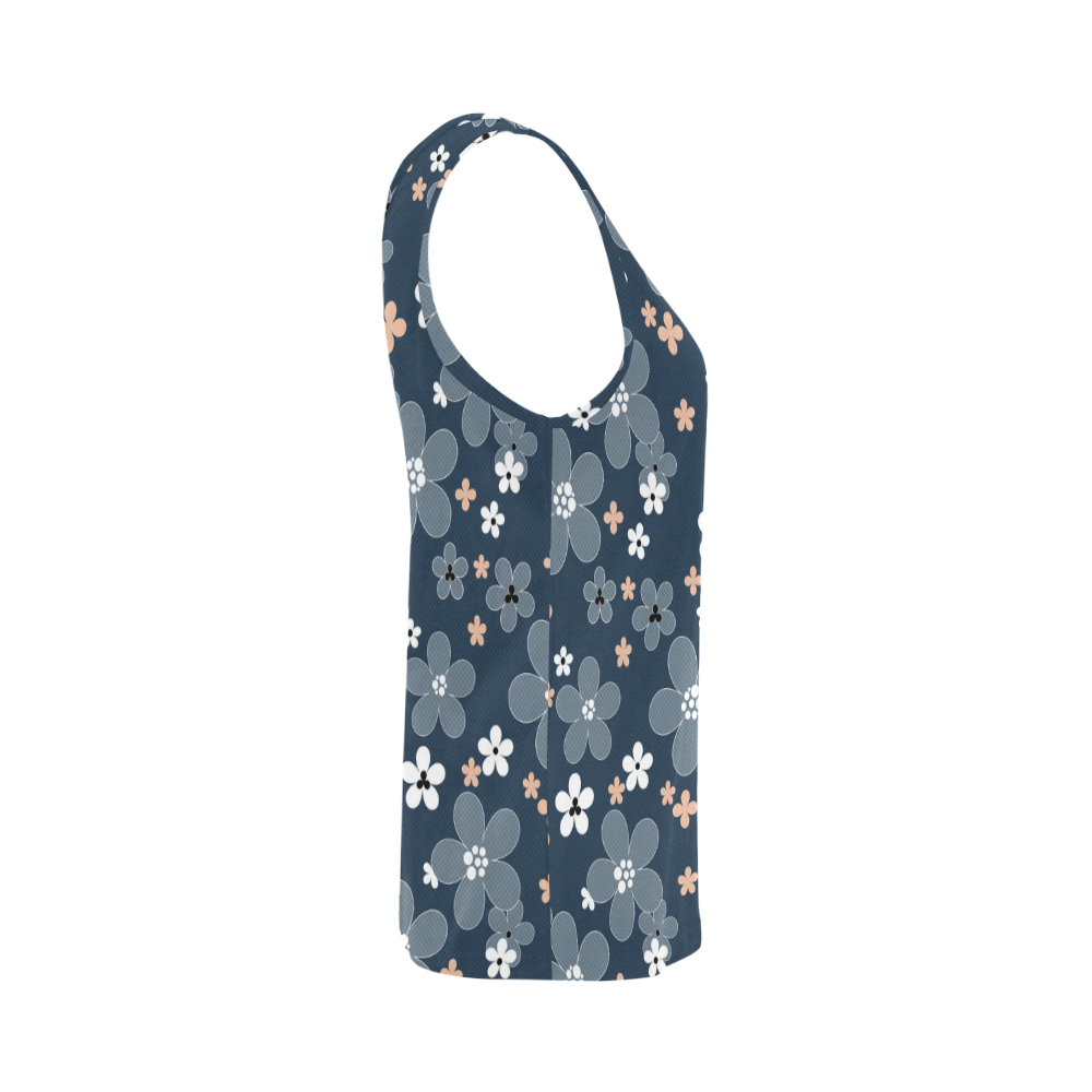 Blue floral pattern All Over Print Tank Top for Women (Model T43)
